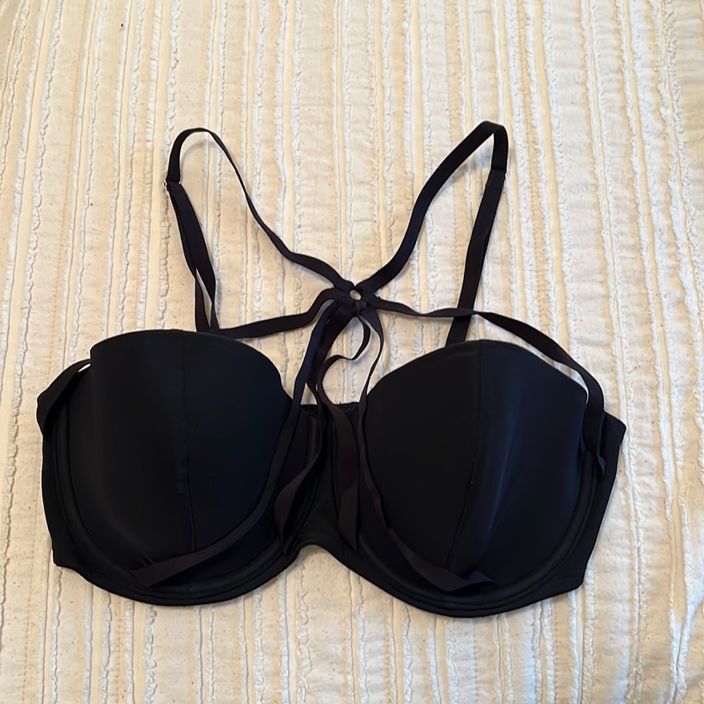 Adore Me Strappy Chest Black Bra